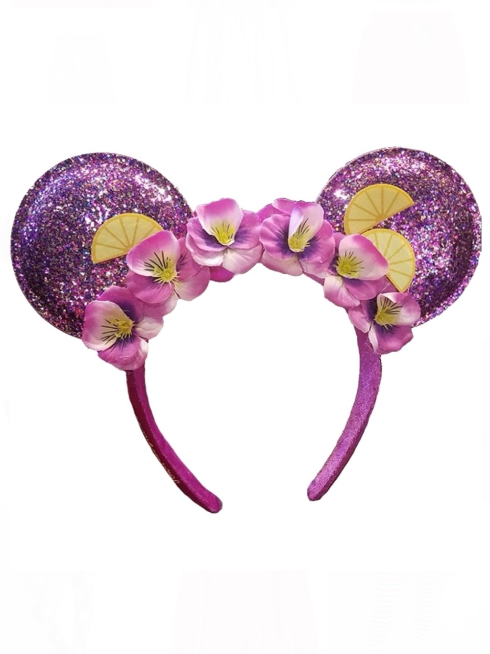 Disney Parks Magenta Glitter Flower & Garden Festival Mickey Ears Headband NWOT